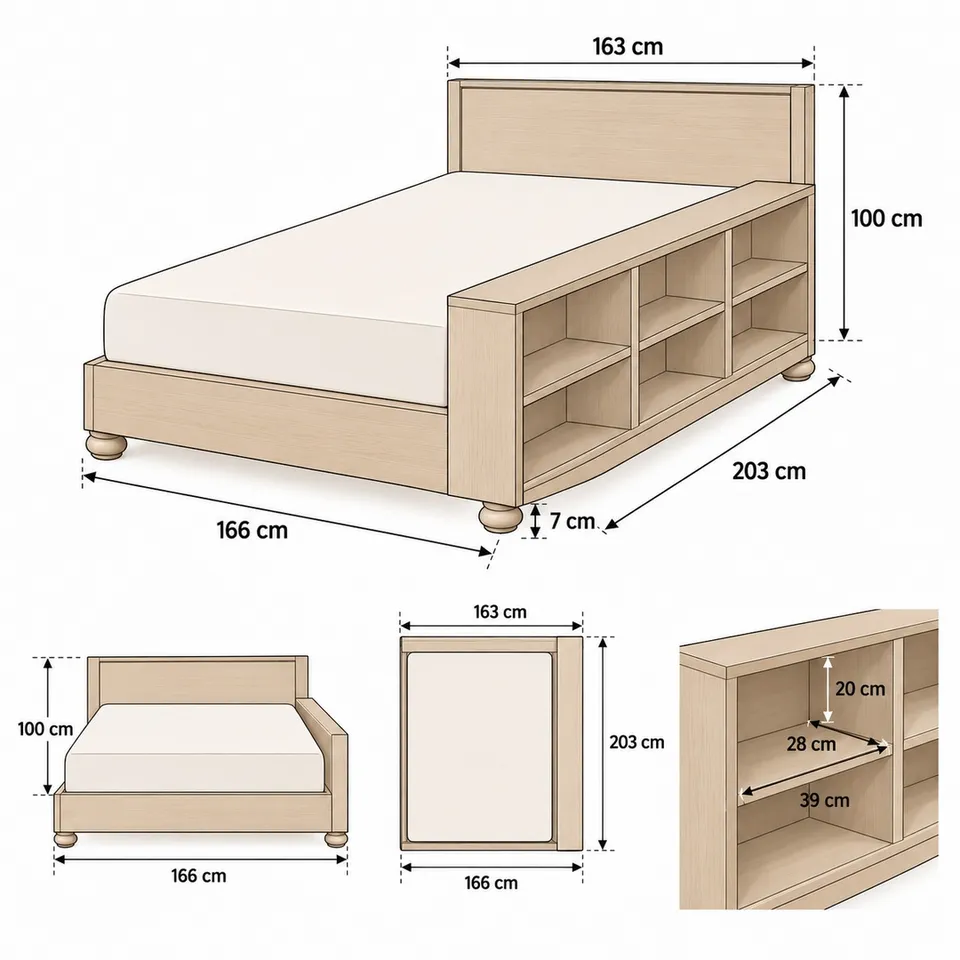 Wooden storage bed dimensions - 2