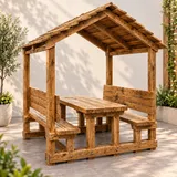 Covered Wooden Picnic Table