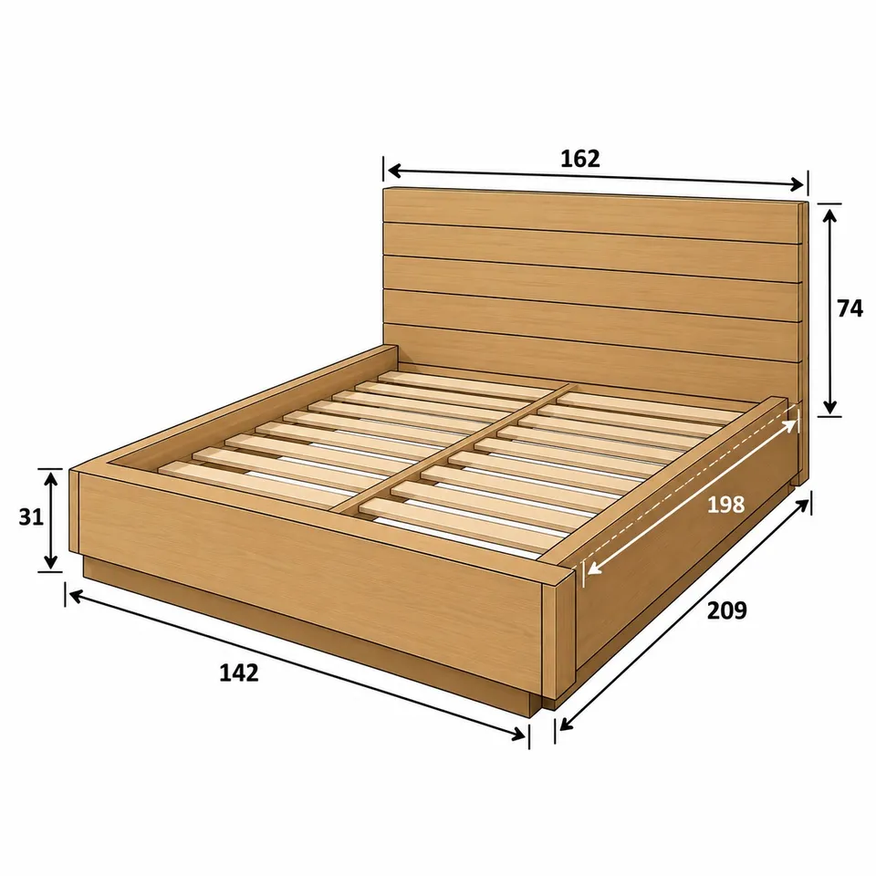 Wooden bed dimensions in cm - 2