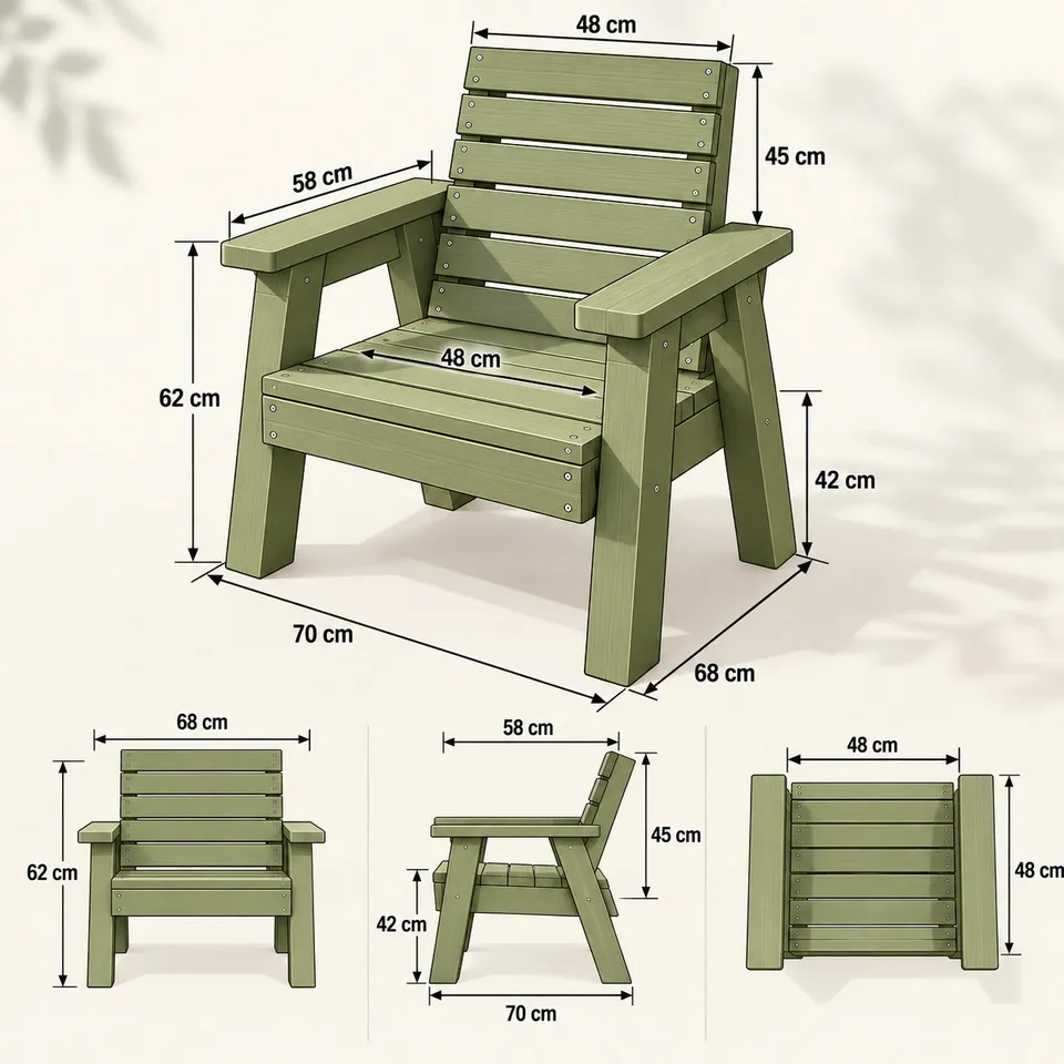 Modern wooden garden chair dimensions - 1