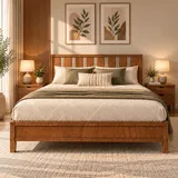 Queen Size Wooden Platform Bed