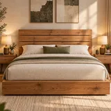 King Size Wooden Platform Bed