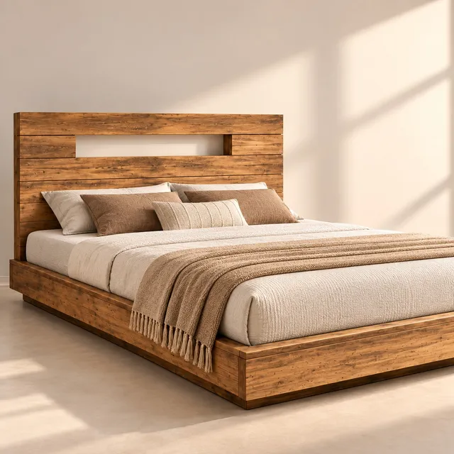 Modern wooden platform bed