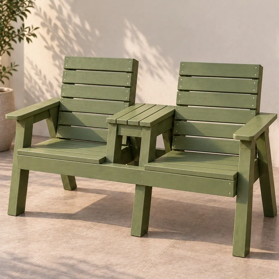 Wooden double garden chair bench - 1