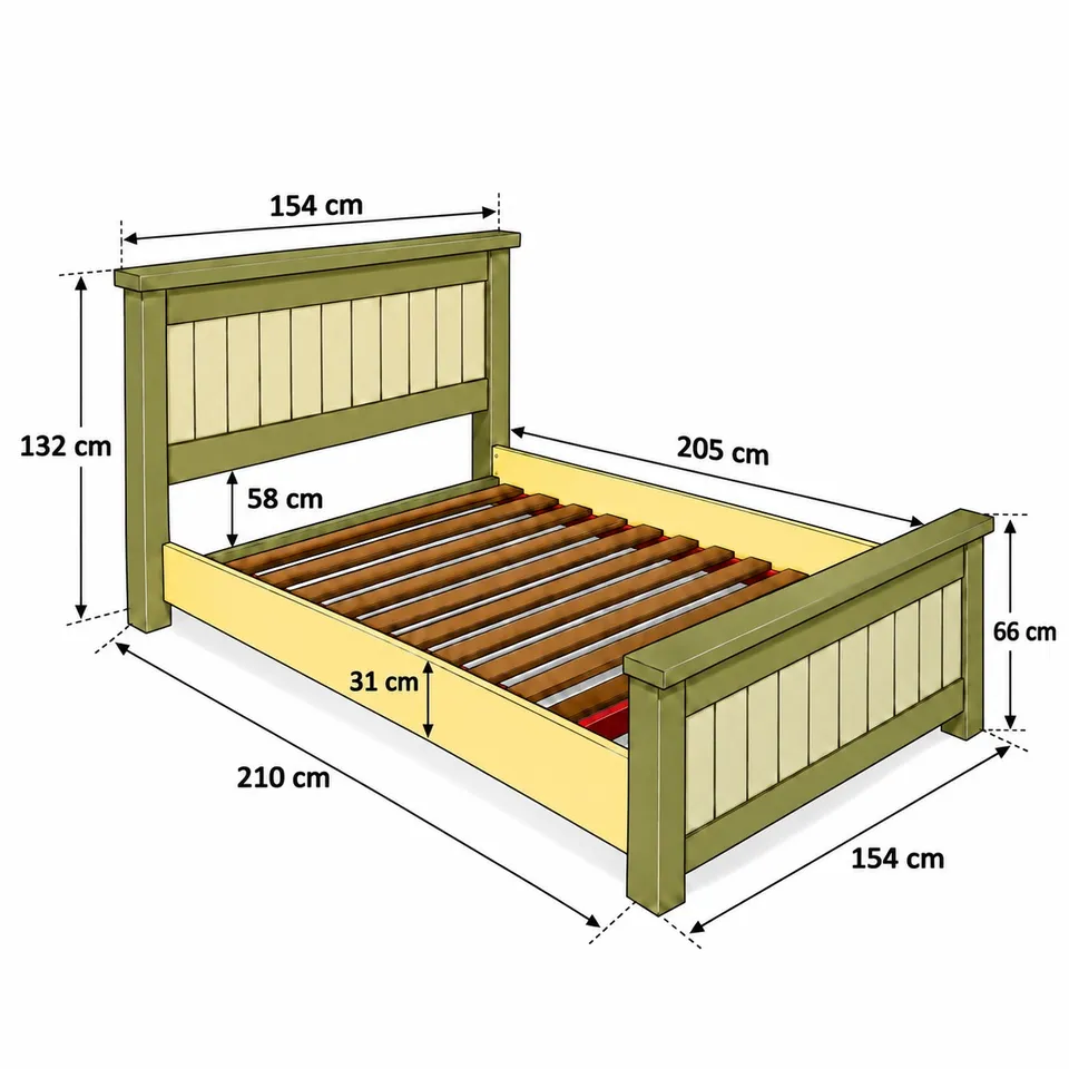 Queen size farmhouse wooden bed dimensions - 2