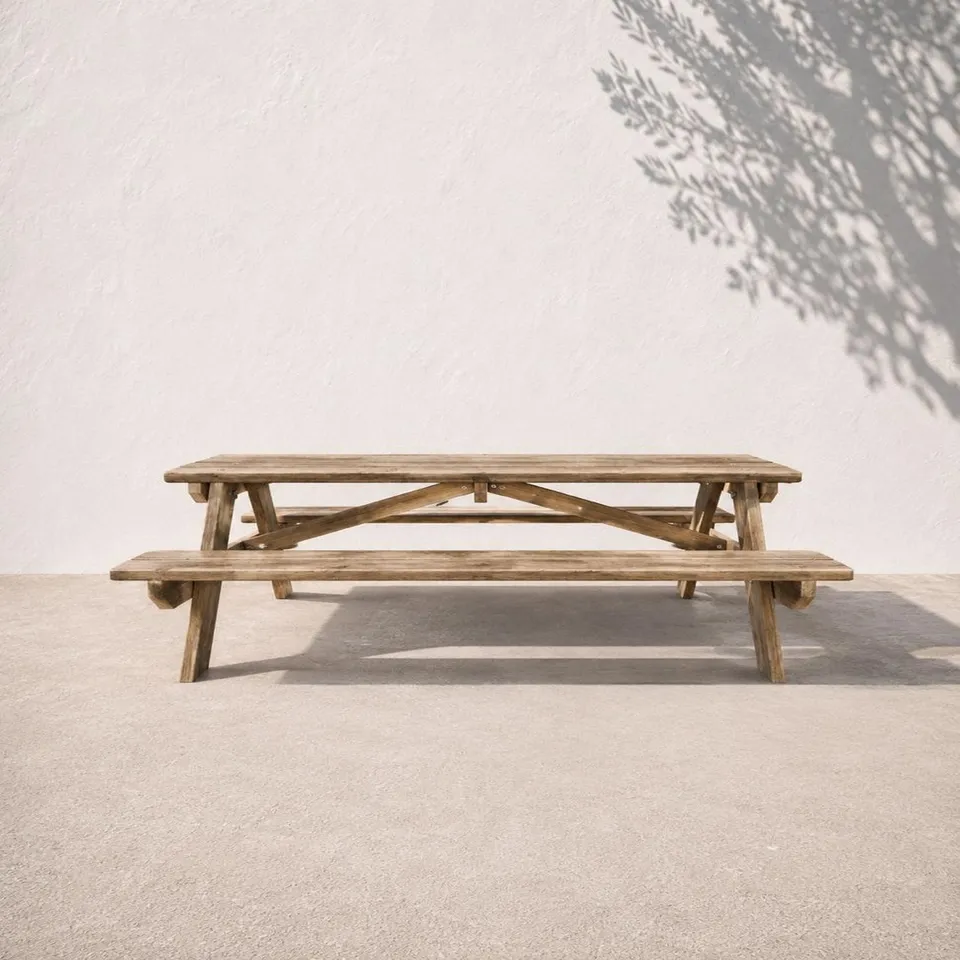 Front view of wooden picnic table - 2