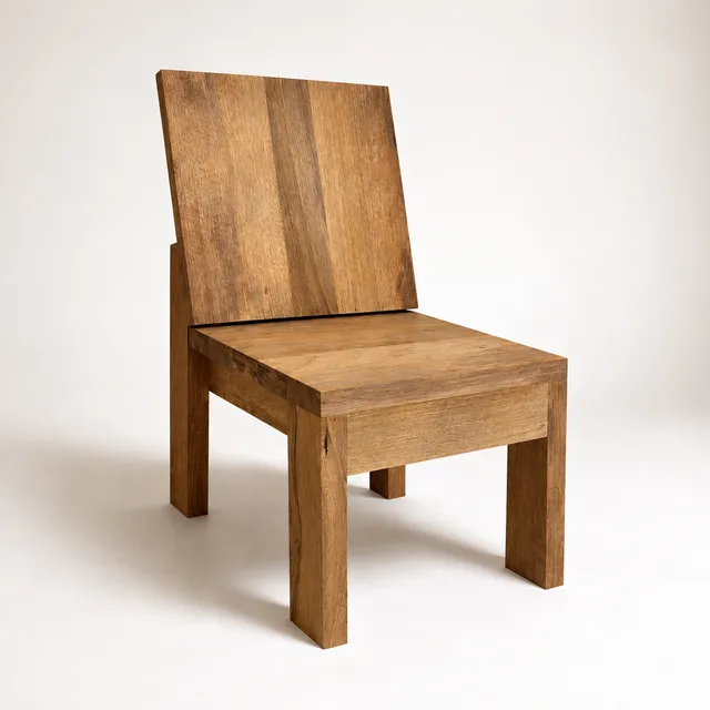 Modern geometric chair made of natural Limba wood