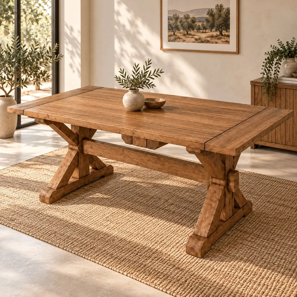 Rustic wooden dining table