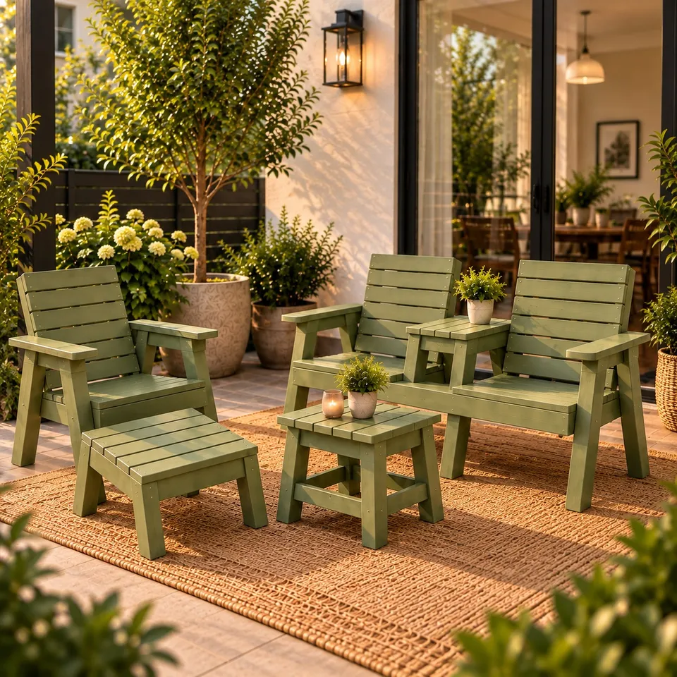 4-piece wooden garden seating set