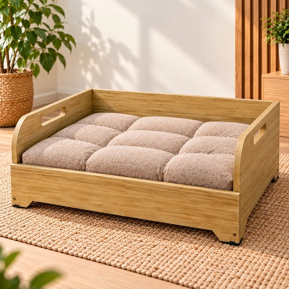 Wooden dog bed