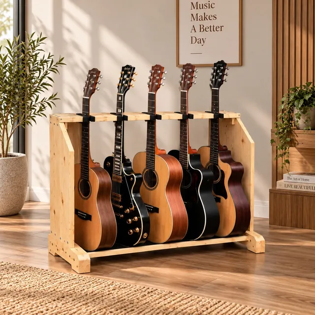 Wooden multi guitar stand