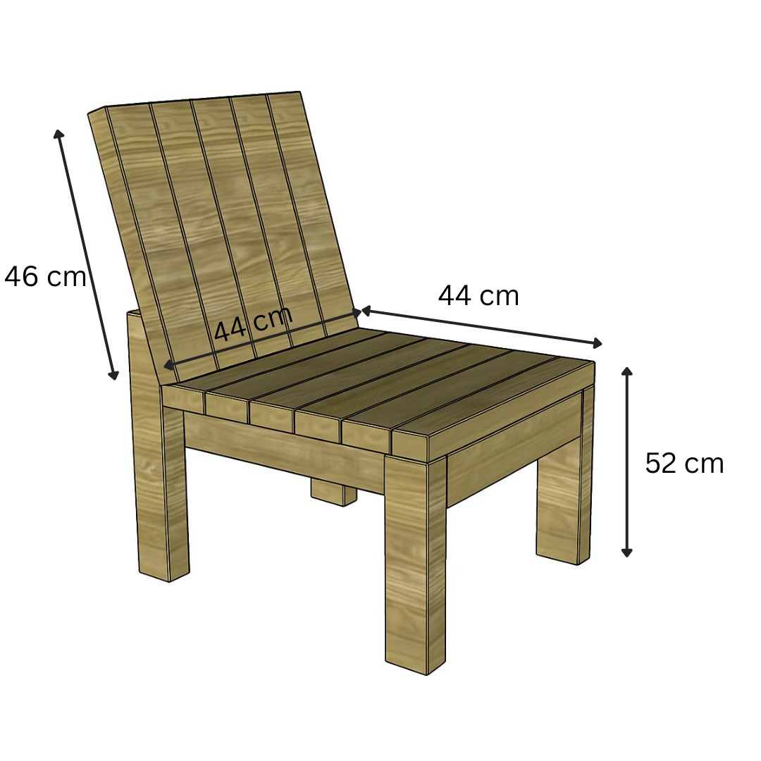 Technical diagram showing dimensions of the Limba wood chair - 3