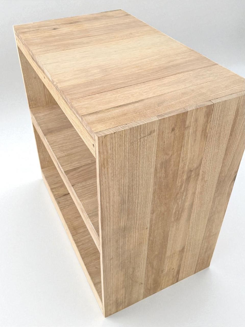 Side view of the wooden storage unit highlighting wood grain - 2