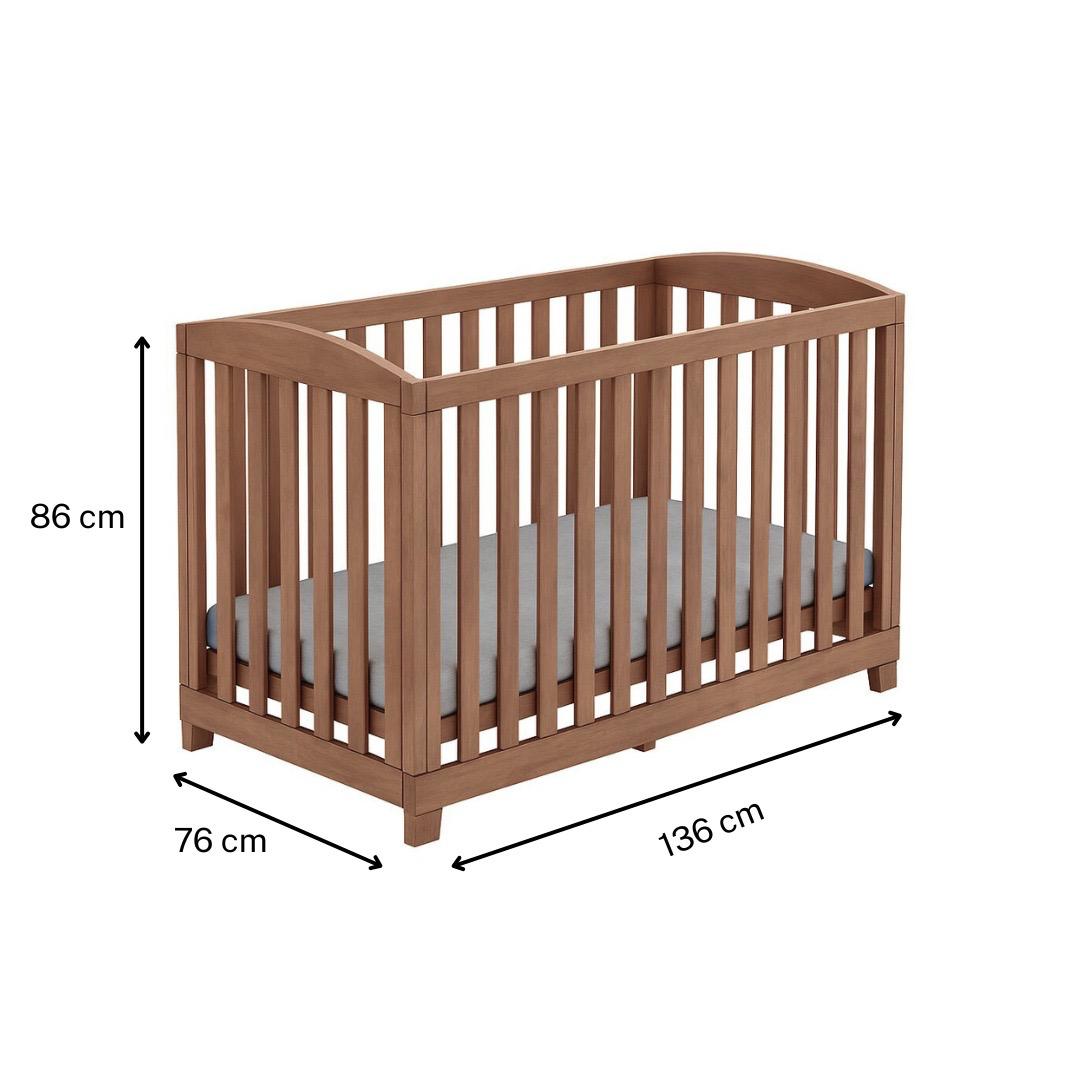 Technical diagram illustrating the precise dimensions of the wooden crib - 2