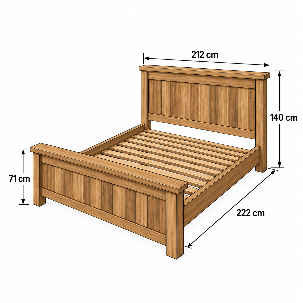 King Size Wooden Bed Dimensions - 1