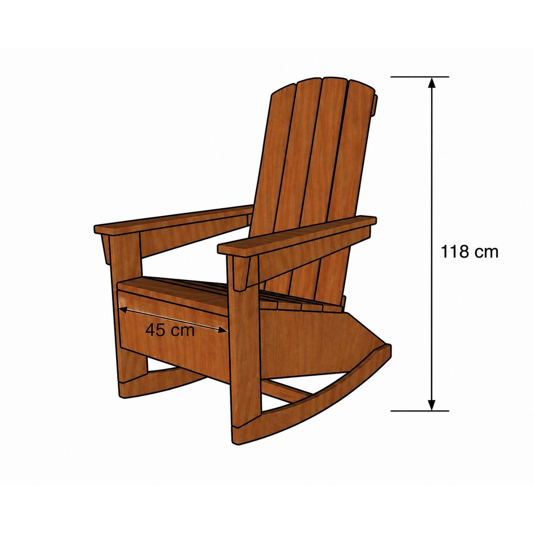 Dimensions and details of the wooden rocking chair - 2