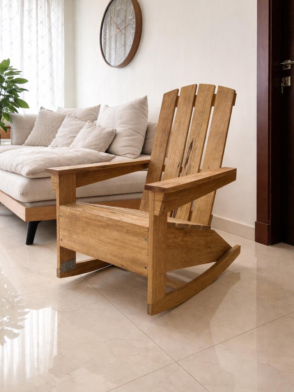 Wooden rocking chair in a modern living room setting - 1