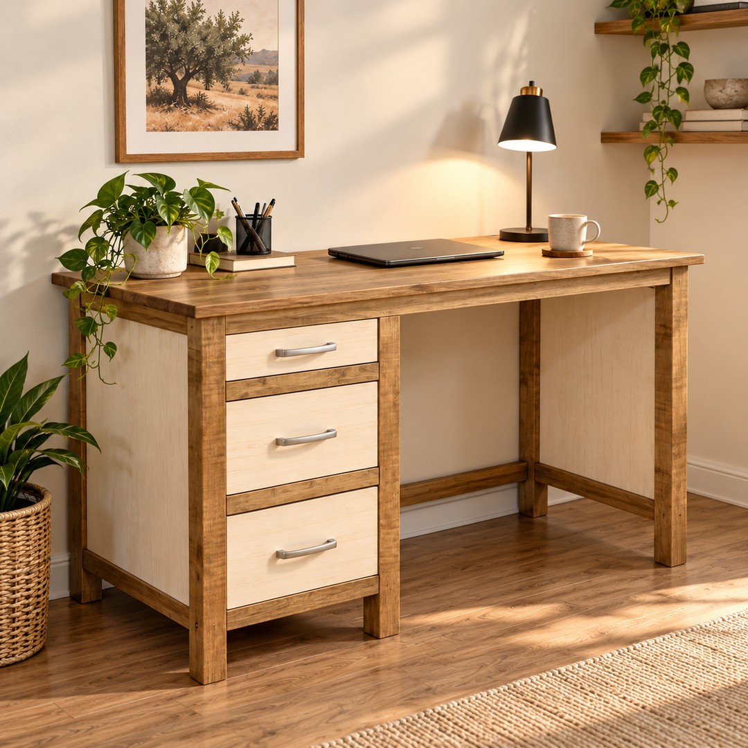 Side view of the wooden desk. - 1