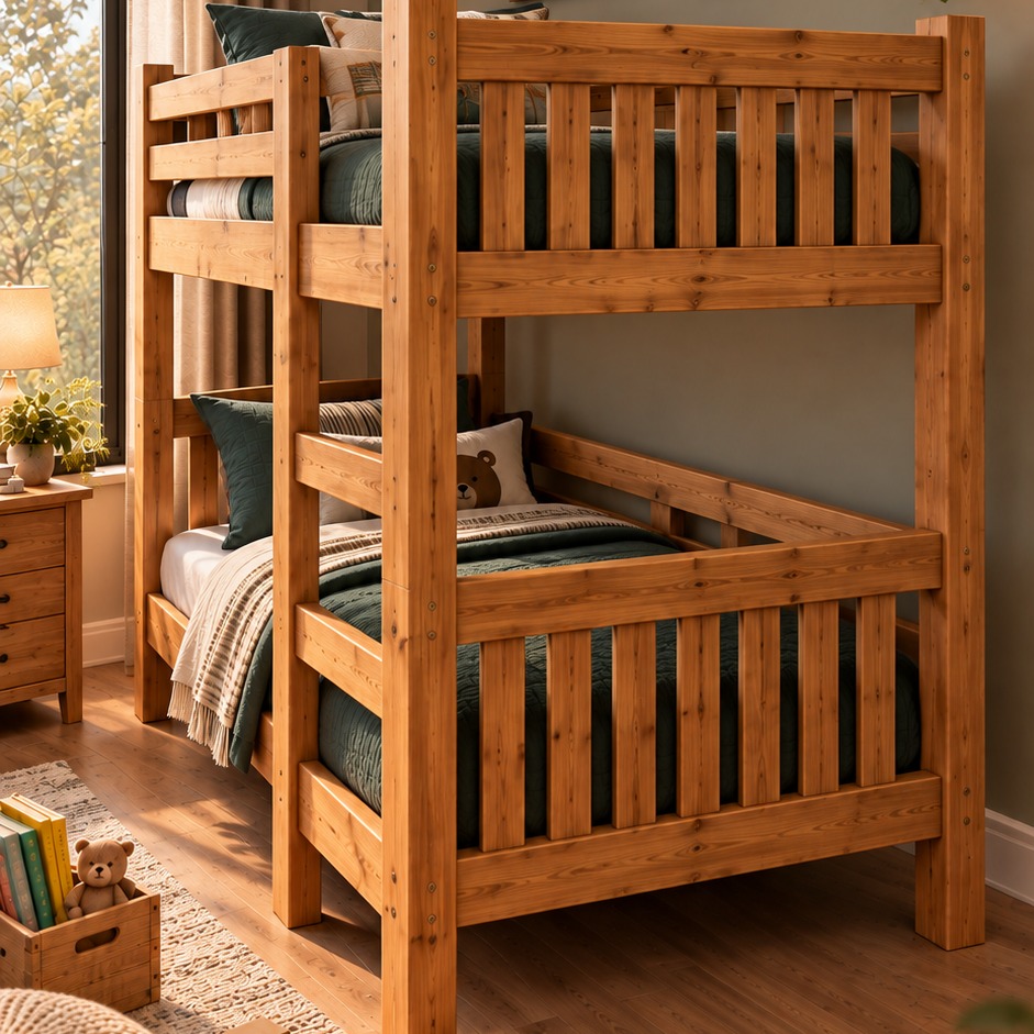 Wooden twin bunk bed - 1