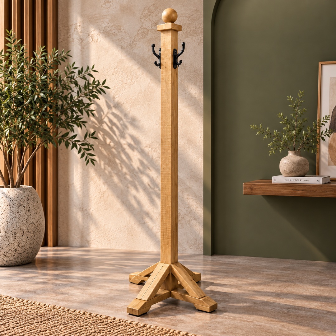 Wooden freestanding coat rack - 1