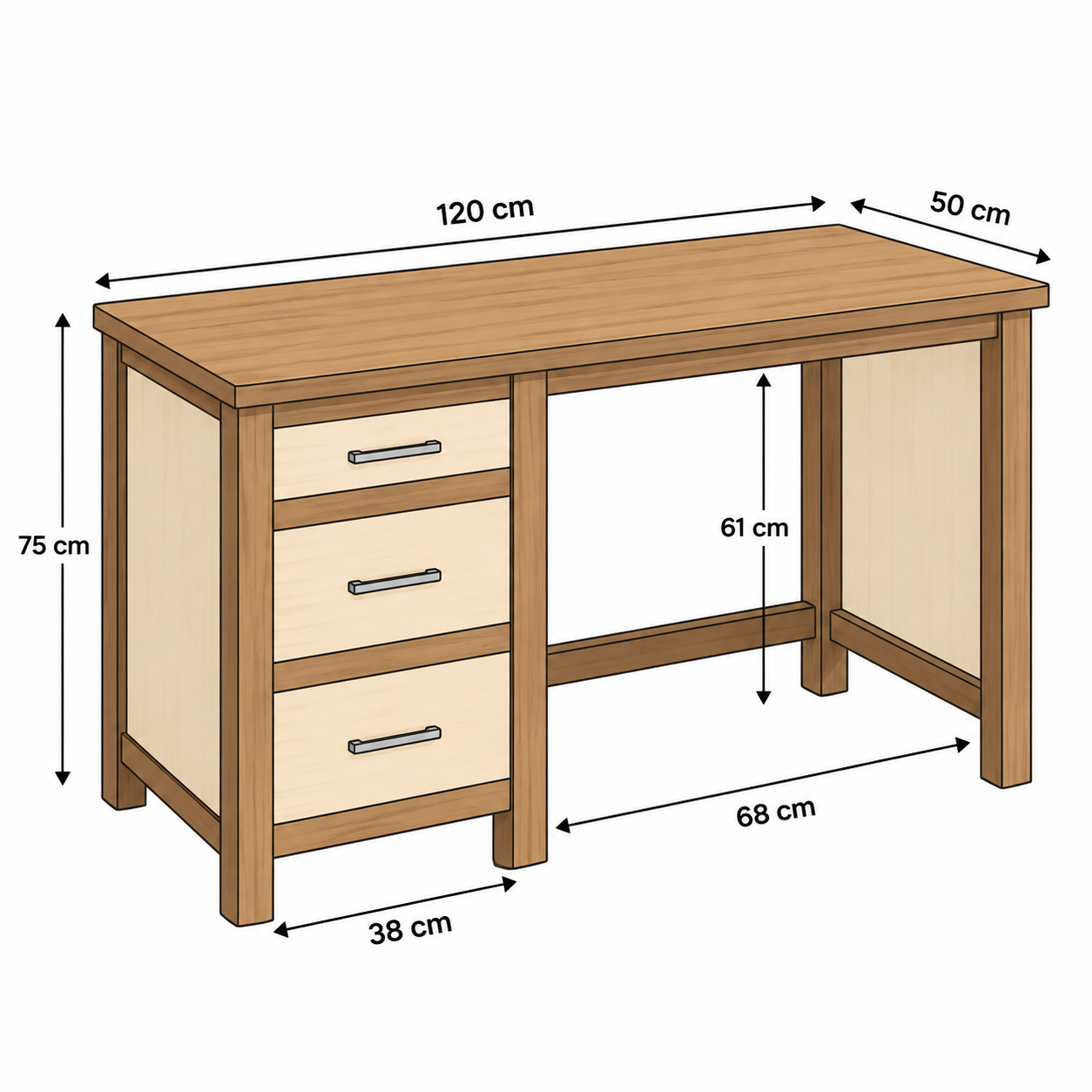 wooden desk dimensions - 2