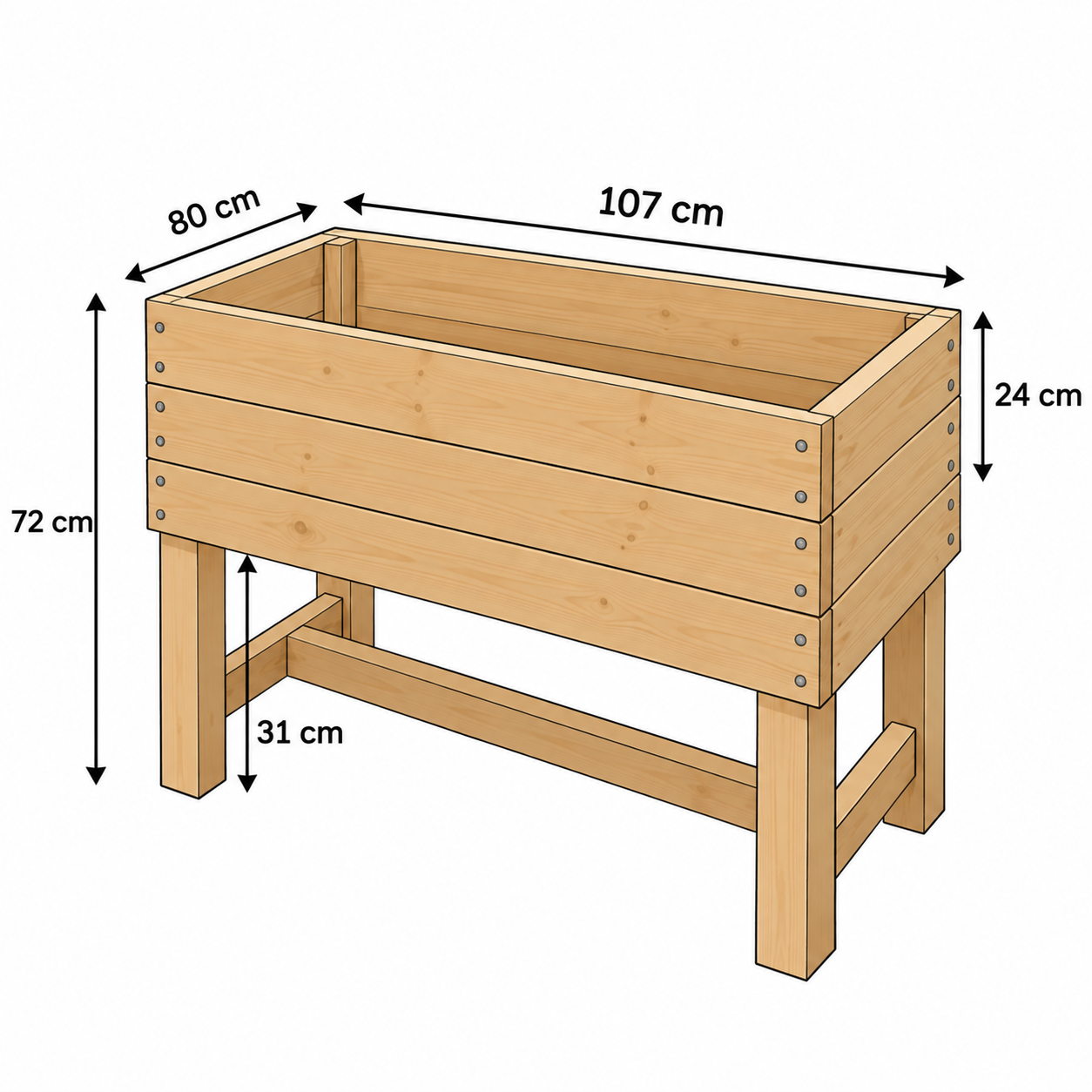 Wooden raised planter dimensions - 2