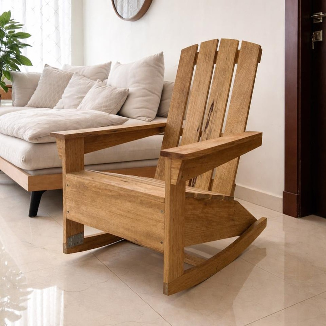 Wooden rocking chair in a modern living room setting - 1