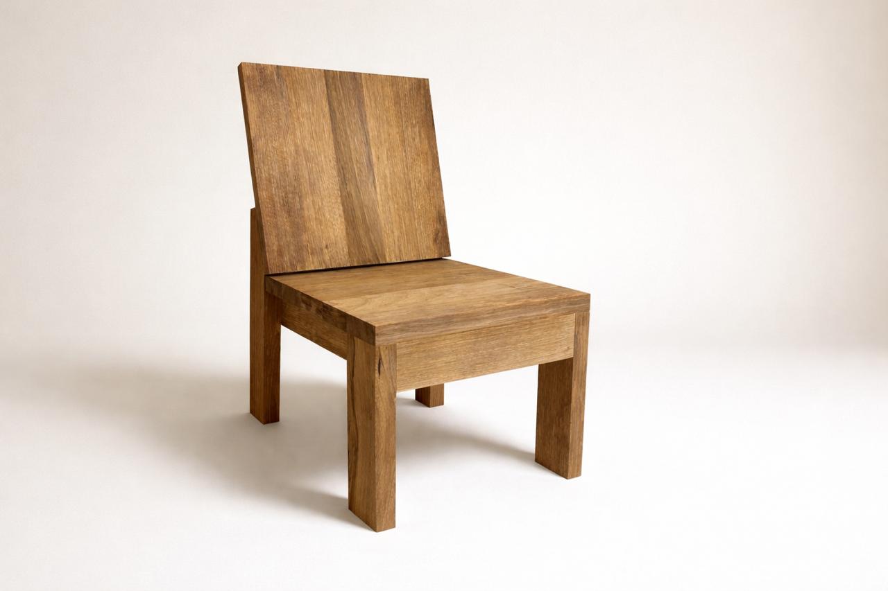 Modern geometric chair made of natural Limba wood