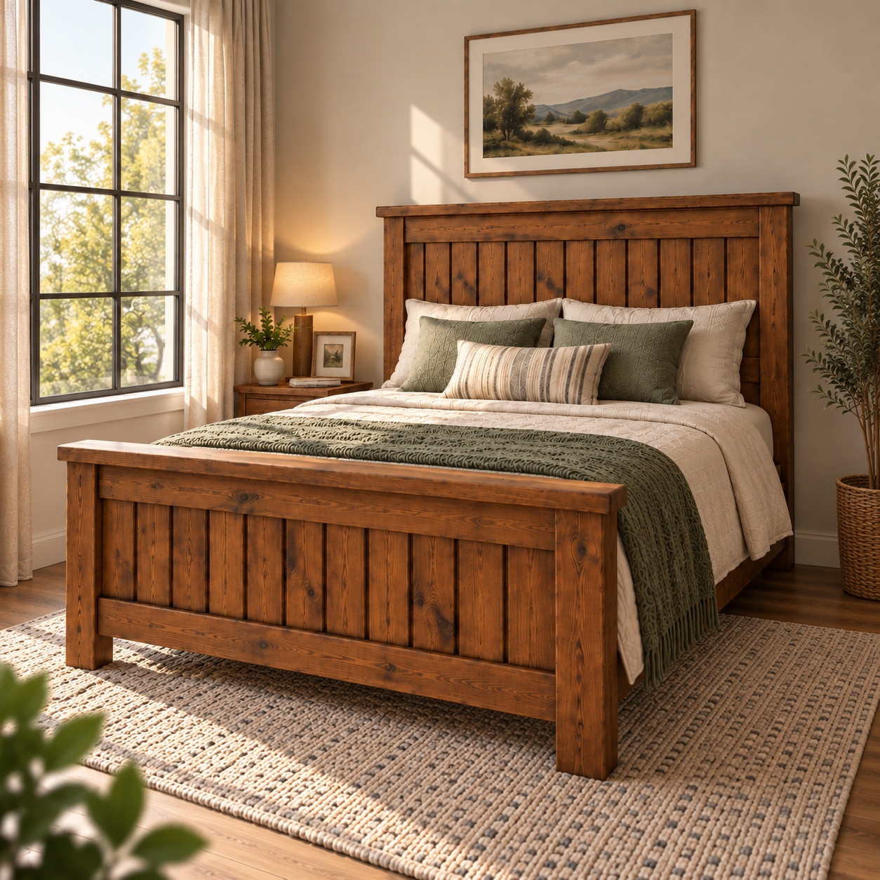 Wooden double bed