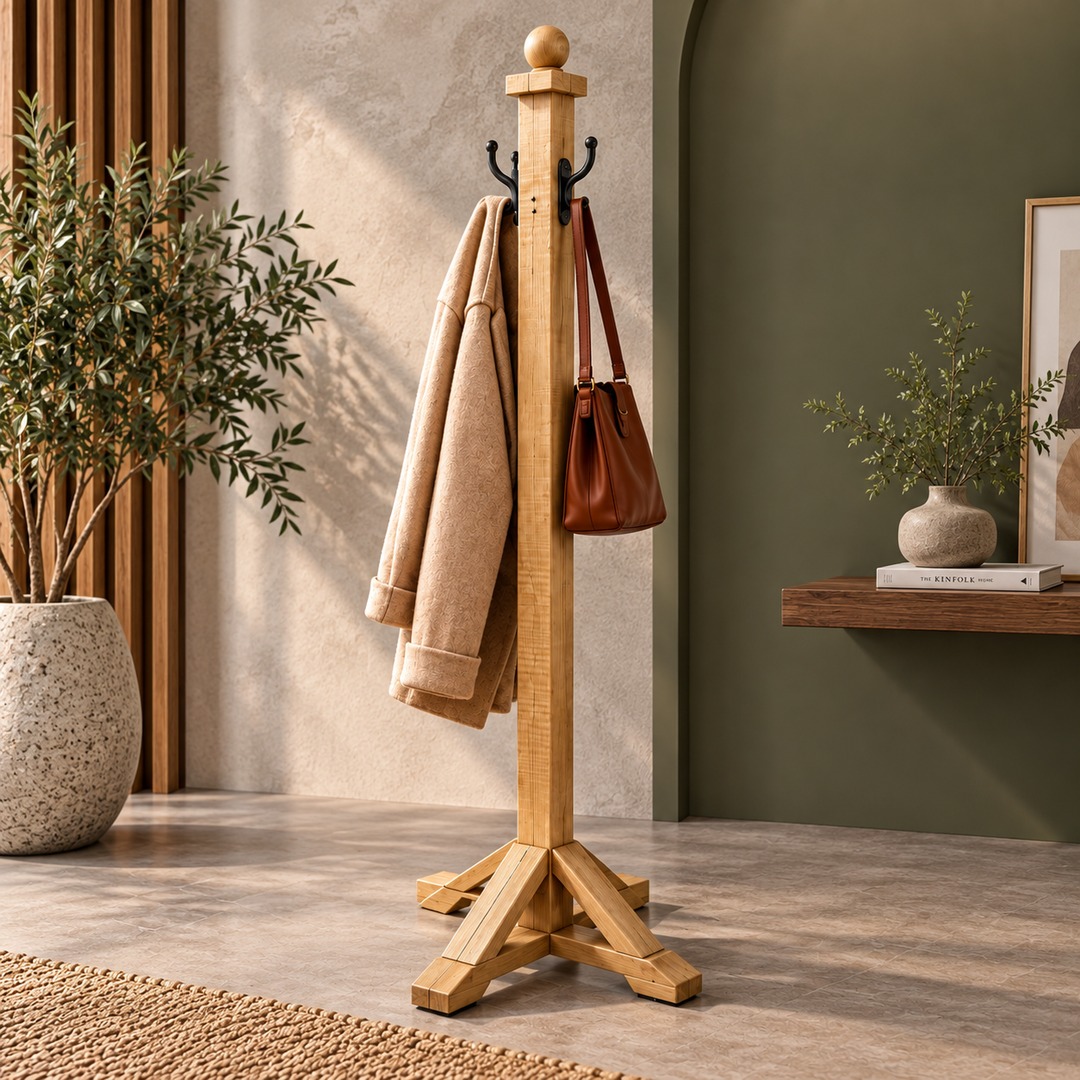 wooden coat rack