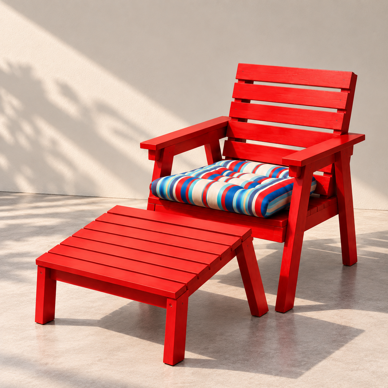 Wooden garden chair with footrest